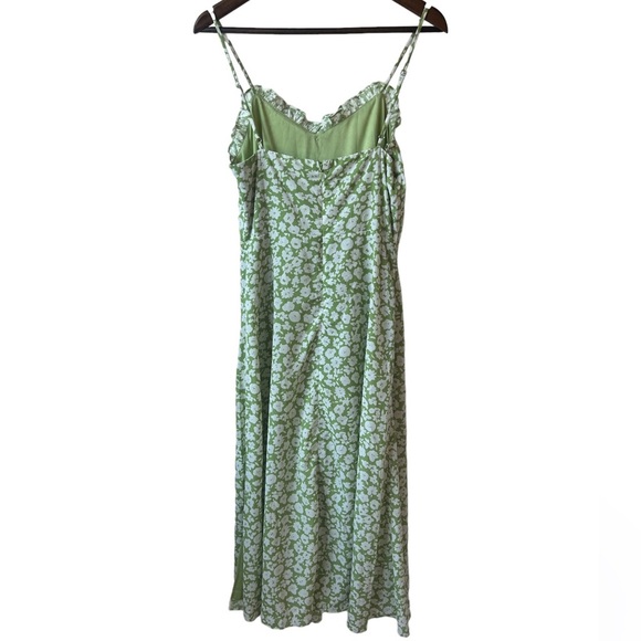 NEW Lulu’s x Lush Timeless Touch Green Floral Print A-Line Midi Dress - Picture 9 of 12